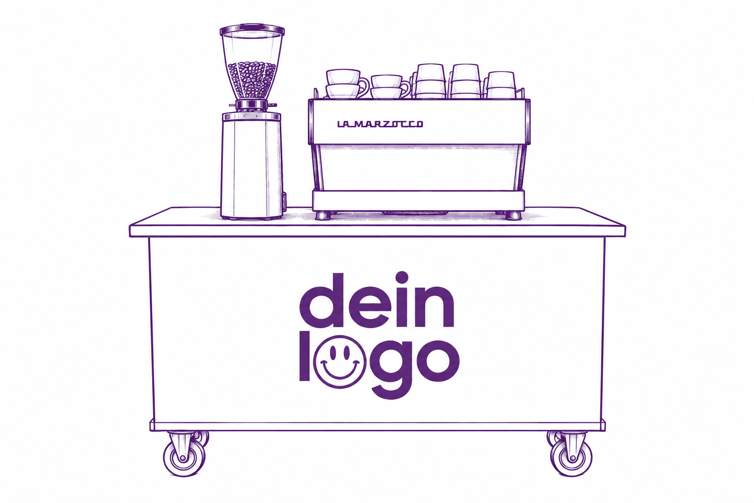Coffee Cart mit dein-Logo-Motiv und Smiley